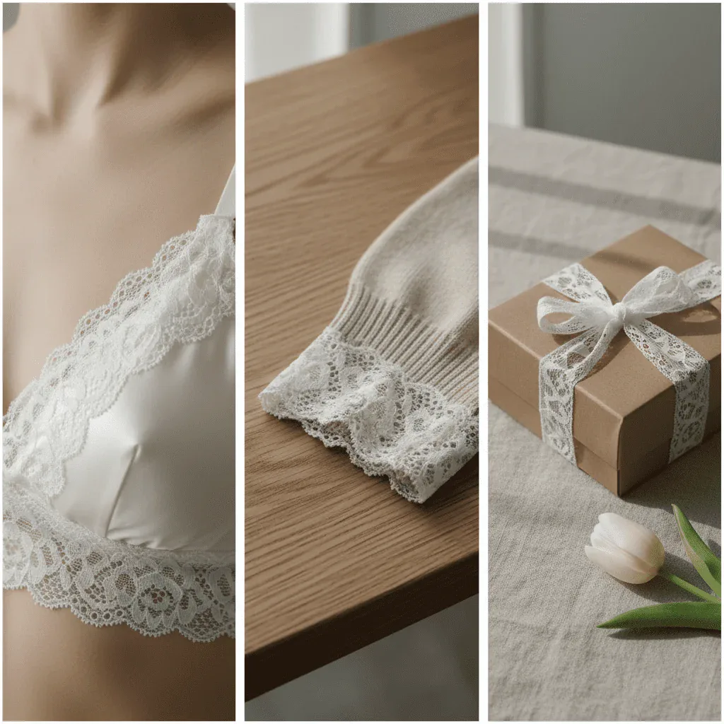 Durable stretch lace trim for lingerie and apparel manufacturing — detail view 4 Durable stretch lace trim for lingerie and apparel manufacturing — detail view 4
