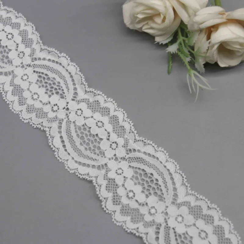 Wide Vintage Stretch Lace Trim for Lingerie Bands and Apparel Overlays, product detail view 2