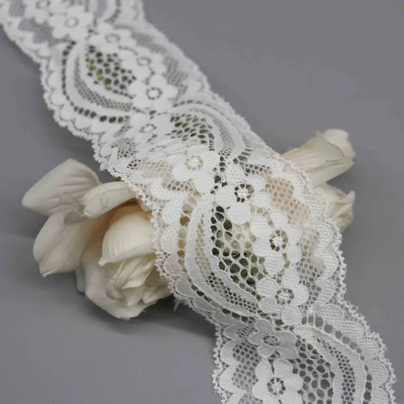 Wide Vintage Stretch Lace Trim for Lingerie Bands and Apparel Overlays, product detail view 3