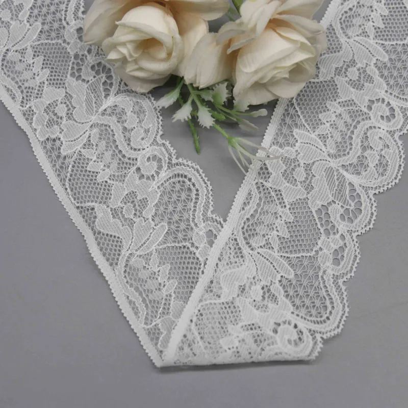 Florale elastische Spitze mit Bogenkante für Dessousbänder und Bekleidungssäume, Produktdetailansicht 3
