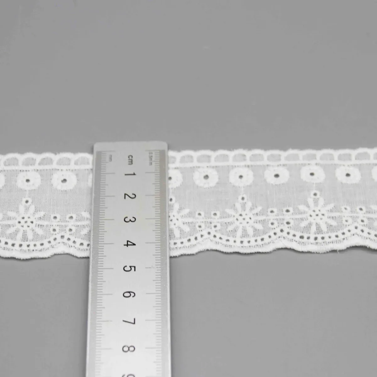 Floral Embroidered Cotton Lace Trim for High-End Apparel & Decor — detail view 3