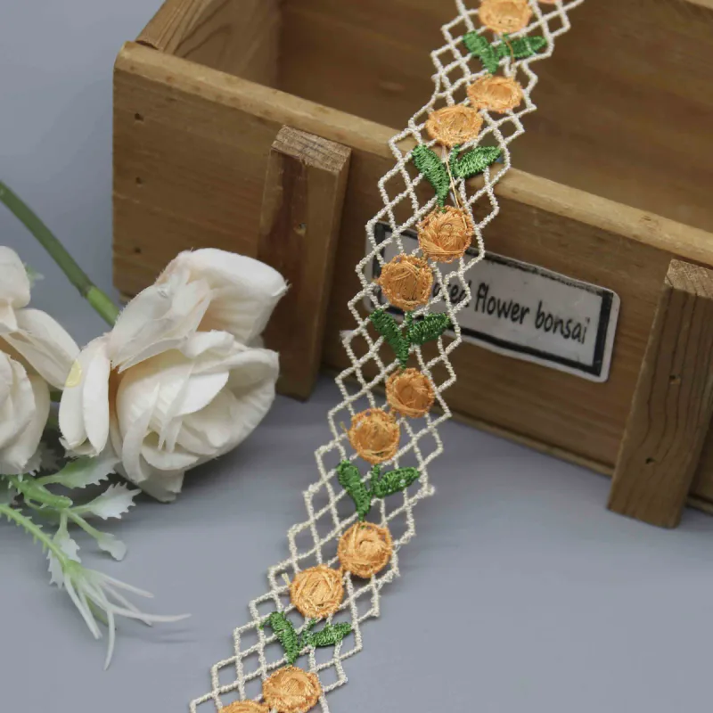 Embroidered Flower Trim for Bohemian Style Apparel and Accessories, product detail view 2
