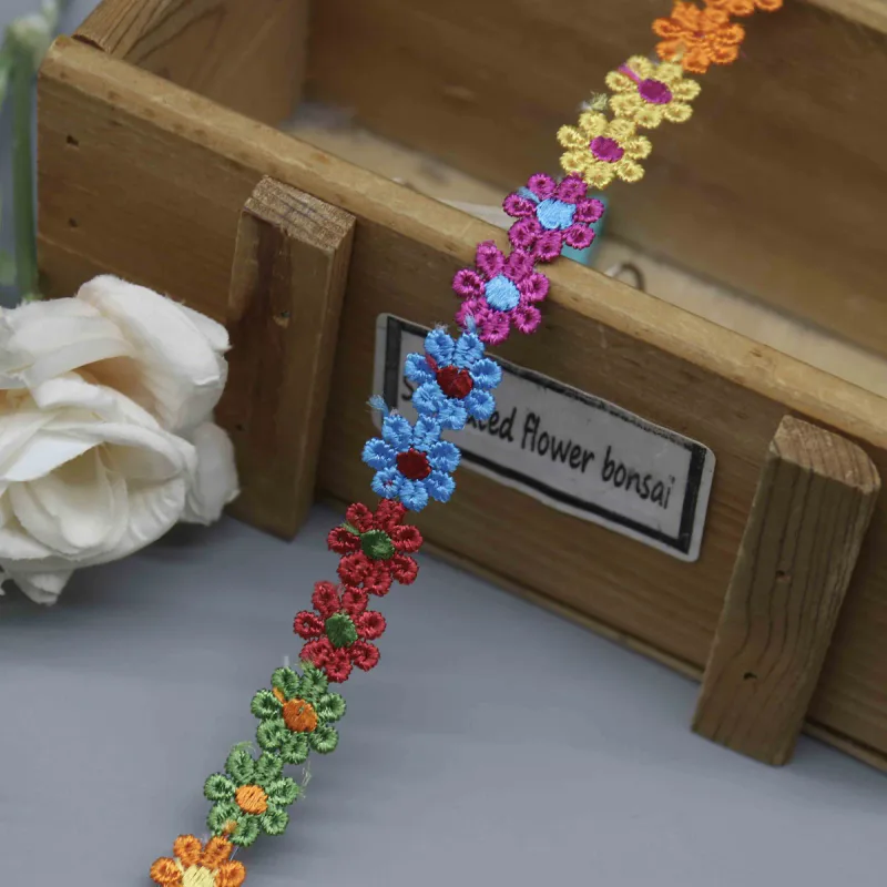 Embroidered Flower Trim for Bohemian Style Apparel and Accessories, product detail view 4