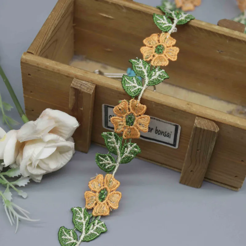 Embroidered Flower Trim for Bohemian Style Apparel and Accessories, product detail view 6