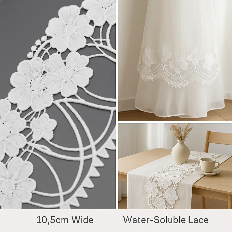 Elegant Water Soluble Lace Trim for Bridal and Couture Apparel, product detail view 8