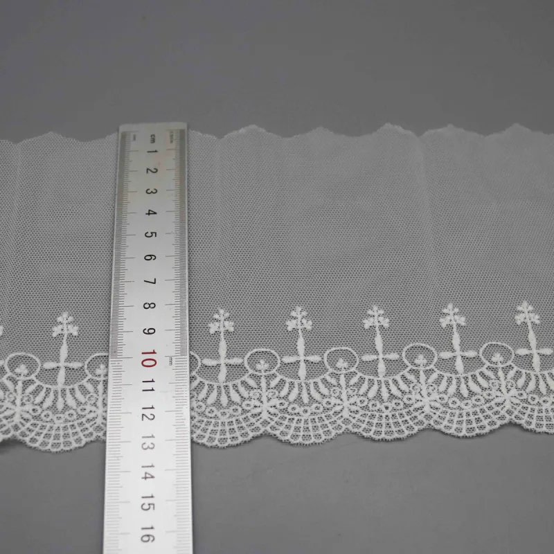 Elegant Floral and Geometric Lace Trim for Garment Embellishment, product detail view 2