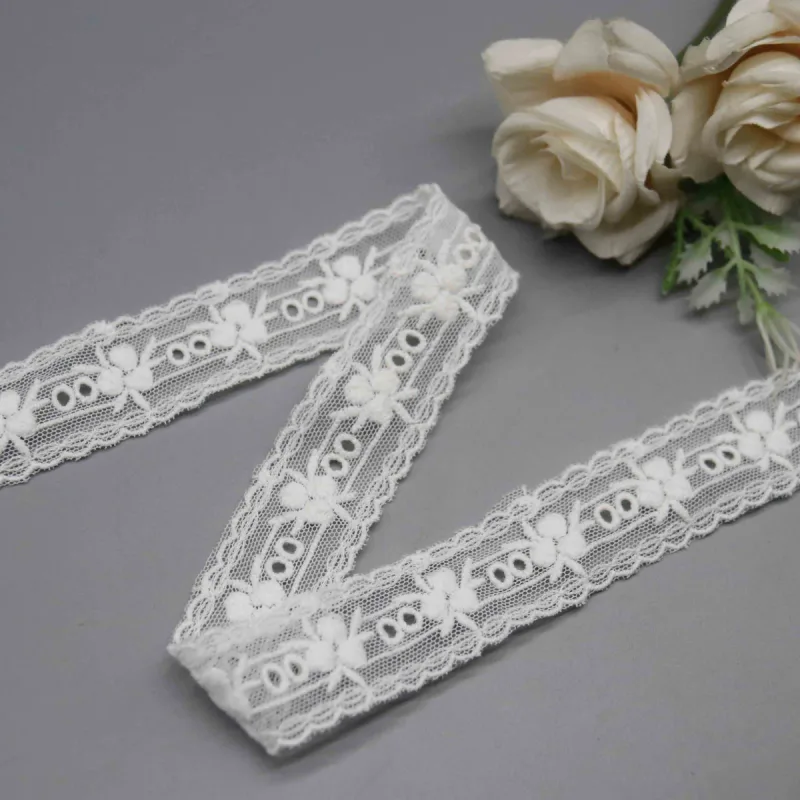 Elegant Floral and Geometric Lace Trim for Garment Embellishment, product detail view 6
