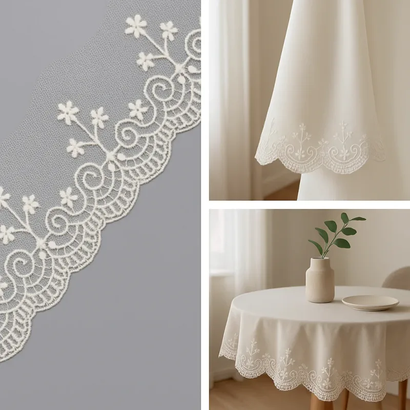 Elegant Floral and Geometric Lace Trim for Garment Embellishment, product detail view 10
