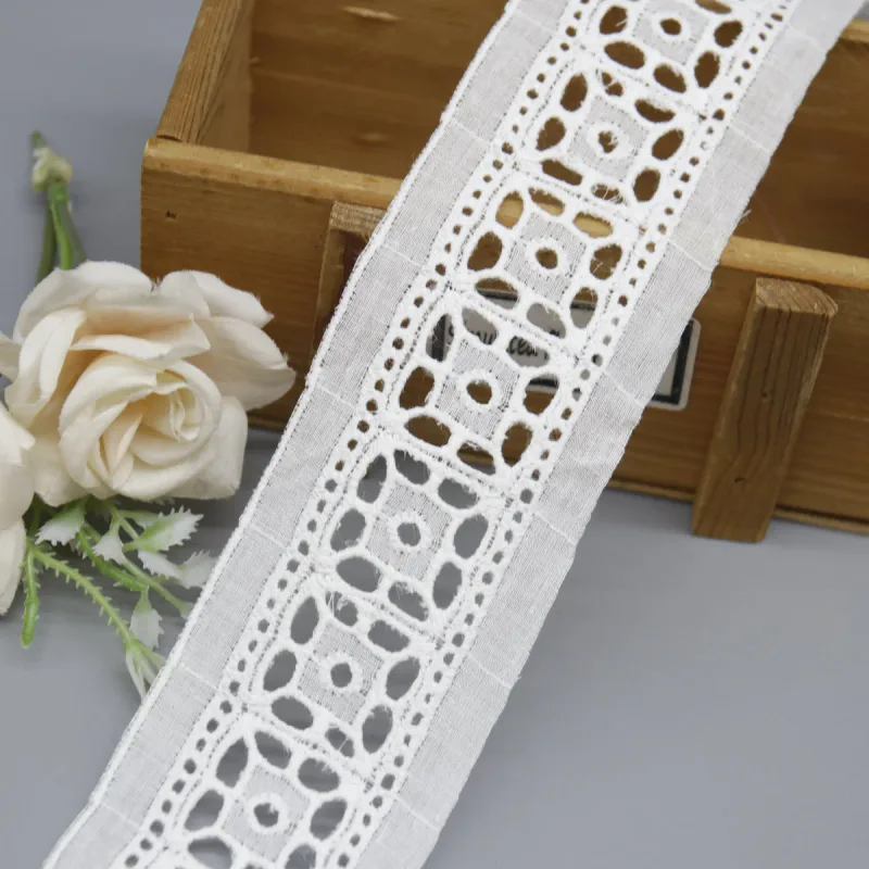 Factory Direct Geometric Cotton Lace Trim for Children's Apparel and Crafts, product detail view 4