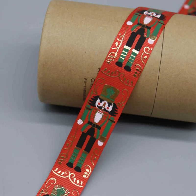 Cinta de grosgrain festiva con cascanueces para decoración navideña, vista de detalle del producto 6