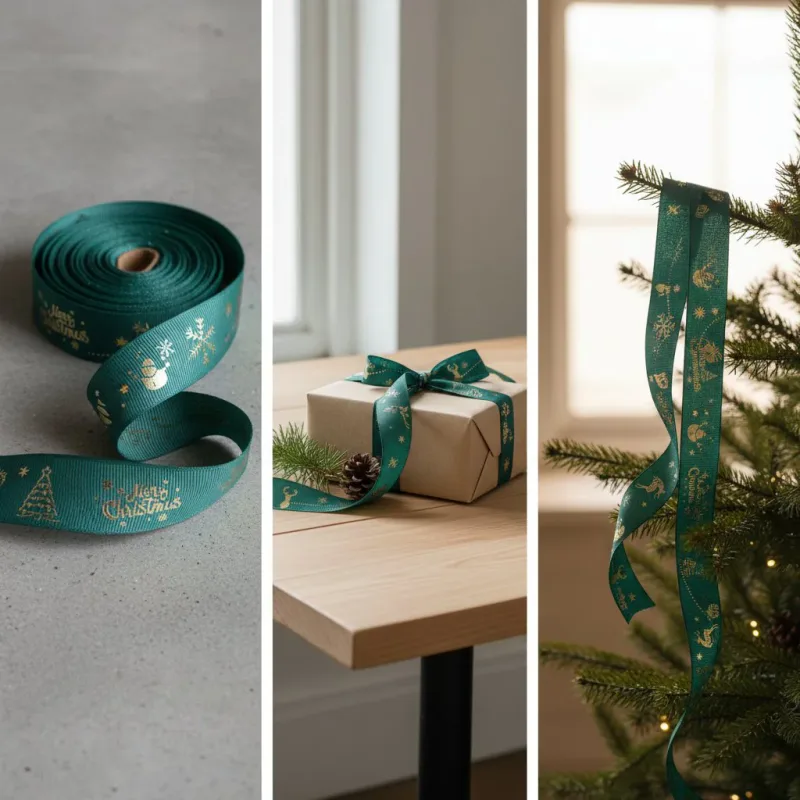 Cinta de grosgrain navideña directa de fábrica para manualidades festivas, vista de detalle del producto 7