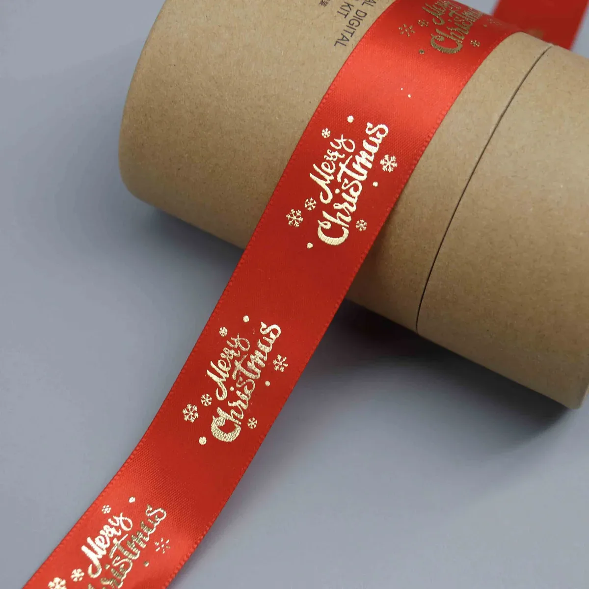 Cinta estampada con lámina dorada directa de fábrica para decoración navideña — vista de detalle 2 Cinta estampada con lámina dorada directa de fábrica para decoración navideña — vista de detalle 2