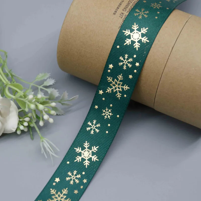 Cinta de grosgrain festiva para envolver regalos navideños, vista de detalle del producto 3