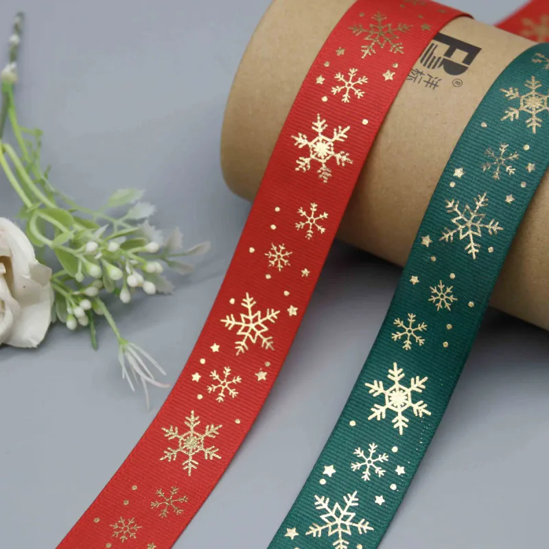 Cinta de grosgrain festiva para envolver regalos navideños, vista de detalle del producto 5