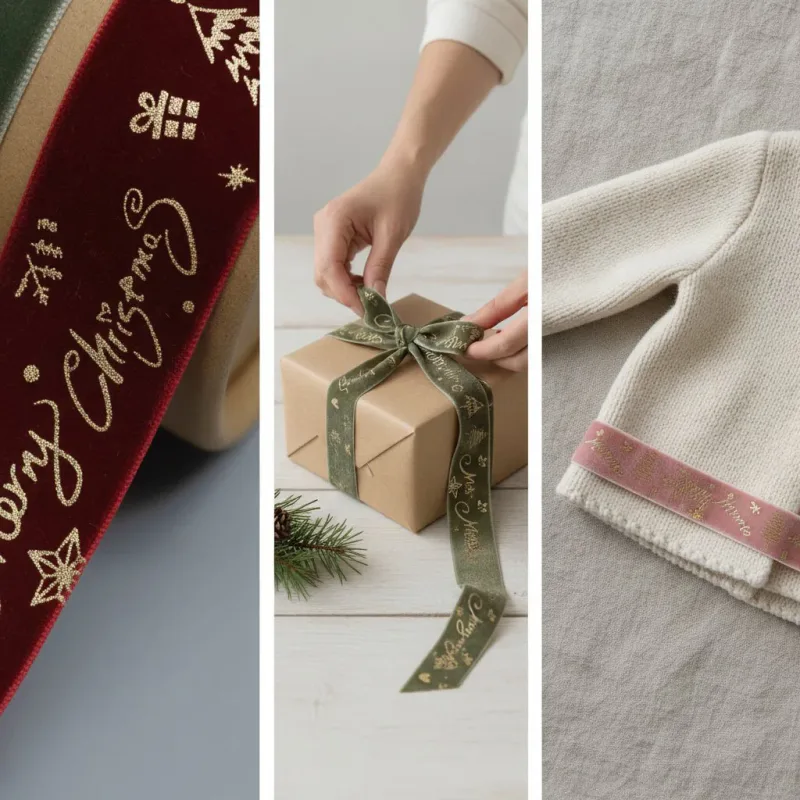Weihnachtliches Samtband direkt ab Werk für festliche Geschenkverpackungen und Bastelarbeiten, Produktdetailansicht 8