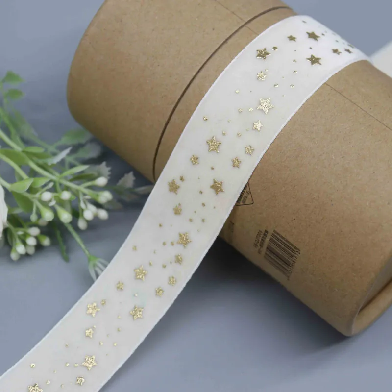 Cinta de terciopelo con estrellas dispersas para envolver regalos, vista de detalle del producto 8