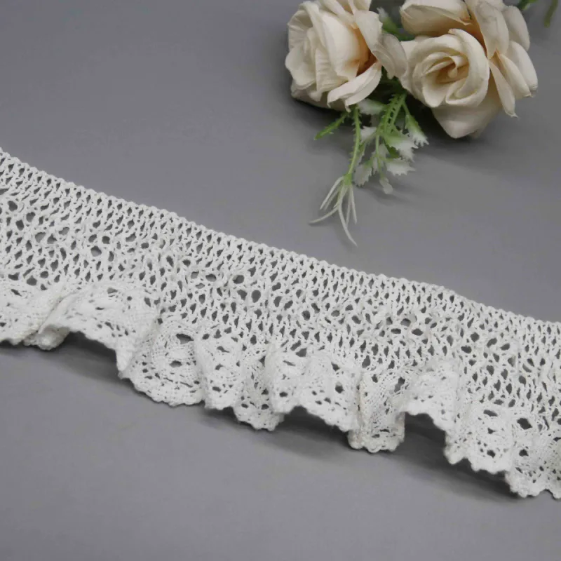 Tira de encaje de ganchillo elástico de poliamida y elastano con volantes, de 6cm, para lencería, vista de detalle 2 del producto