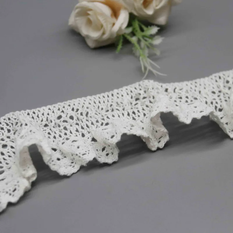 Tira de encaje de ganchillo elástico de poliamida y elastano con volantes, de 6cm, para lencería, vista de detalle 3 del producto
