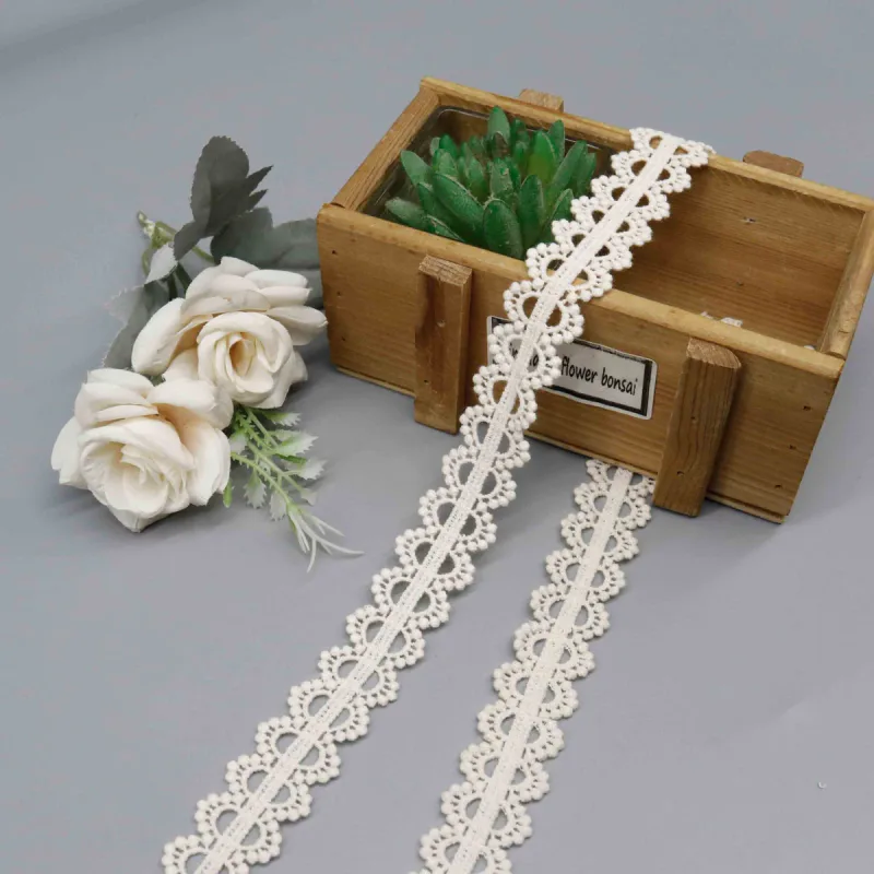 Gänseblümchenketten-Häkelspitzenborte aus 100% Baumwolle, 2.6cm, für Boho- und Vintage-Bekleidung, Produktdetailansicht 2