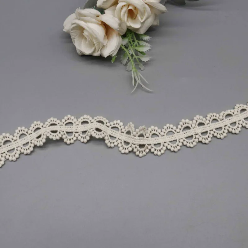 Gänseblümchenketten-Häkelspitzenborte aus 100% Baumwolle, 2.6cm, für Boho- und Vintage-Bekleidung, Produktdetailansicht 3