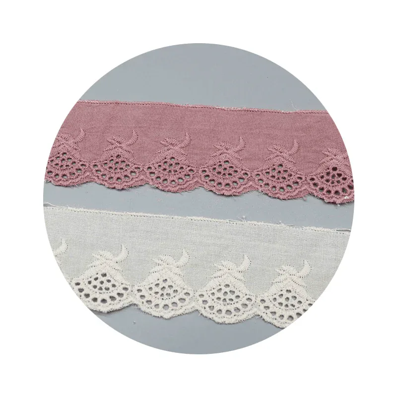 Bestickte Lochspitzenborte mit Blütenzweigen aus 100% Baumwolle, 7.3cm, für Sommerkleider und Blusen, Produktdetailansicht 5
