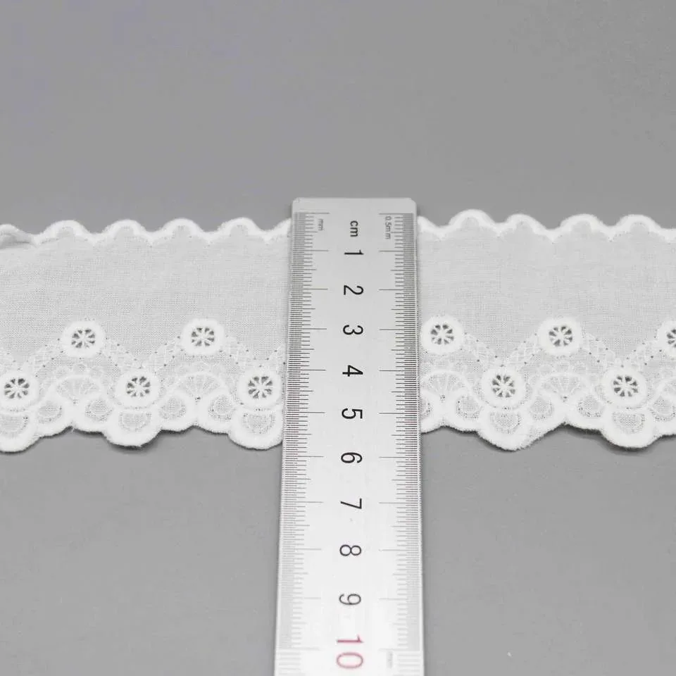 Cotton White Eyelet Embroidered Lace Trim for Dressmaking — product detail Cotton White Eyelet Embroidered Lace Trim for Dressmaking — product detail