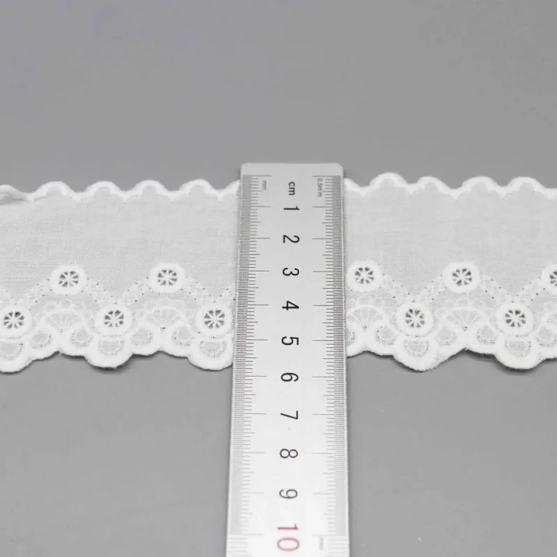 Cotton White Eyelet Embroidered Lace Trim for Dressmaking, product detail view 5