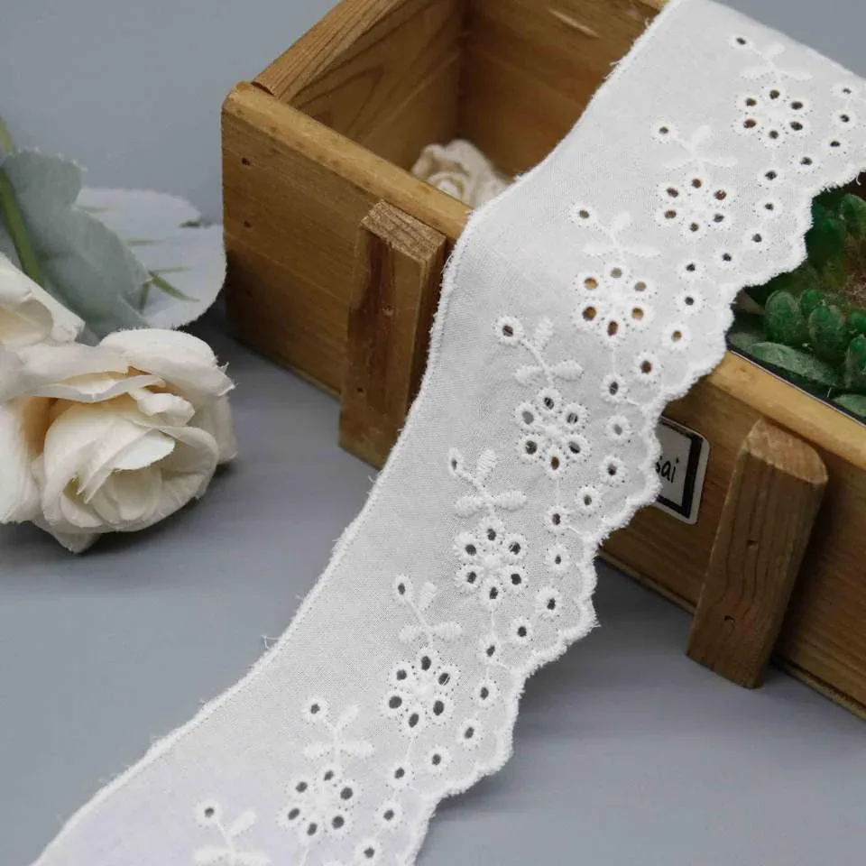 Tira de encaje de bordado inglés de algodón para vestidos, calzado y manualidades de costura — detalle del producto Tira de encaje de bordado inglés de algodón para vestidos, calzado y manualidades de costura — detalle del producto