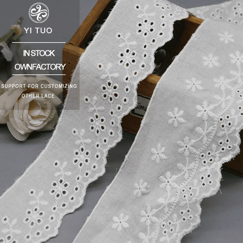 100% Cotton Floral Eyelet Lace with Scalloped Edge — product detail 100% Cotton Floral Eyelet Lace with Scalloped Edge — product detail
