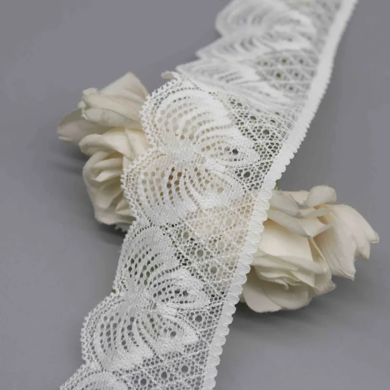 4.6cm Scalloped Stretch Lace Trim for Lingerie and Apparel Edging, product detail view 2