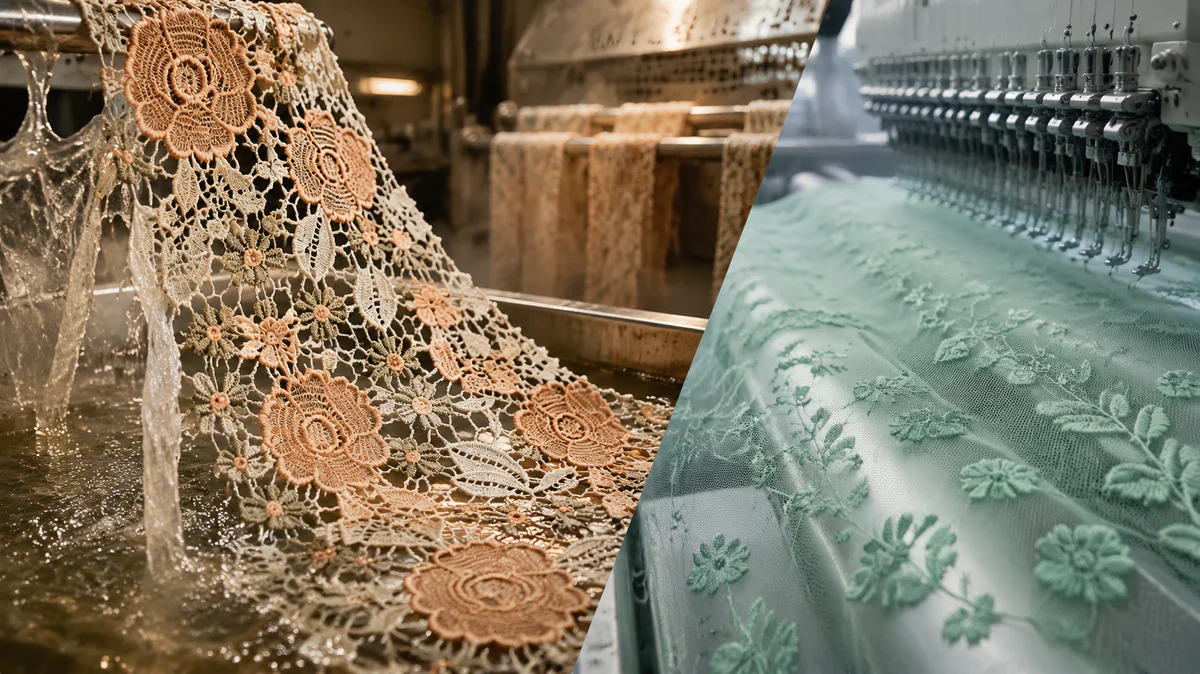Water-Soluble Chemical Lace vs. Mesh Tulle Embroidery: Cost, Durability, and Application Guide for Garment Designers Water-Soluble Chemical Lace vs. Mesh Tulle Embroidery: Cost, Durability, and Application Guide for Garment Designers