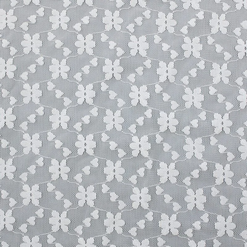 White Floral and Heart Mesh Lace Fabric JC-1729