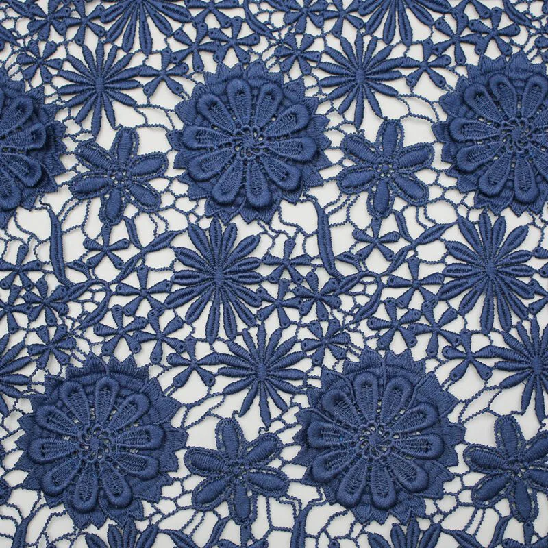 Navy Floral Corded Lace Fabric KS-1194