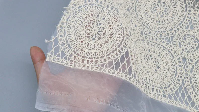 Geometric Embroidered Lace Fabric Z246245 — detail 4