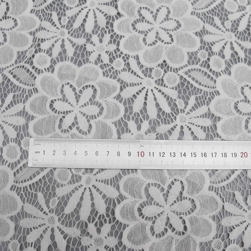 White Botanical Lace Fabric HY-01995 — detail 6