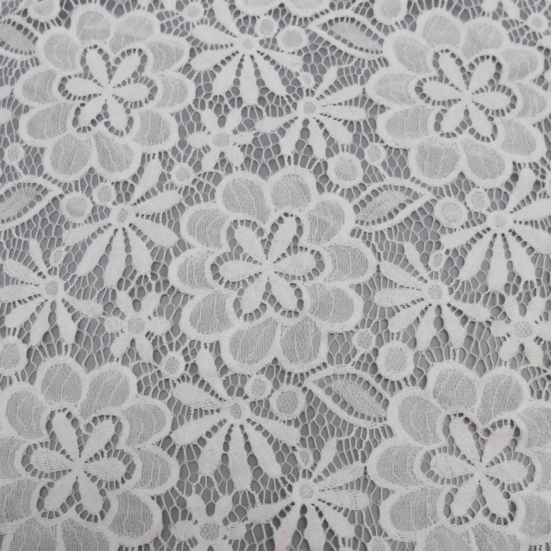 White Botanical Lace Fabric HY-01995 — detail 3