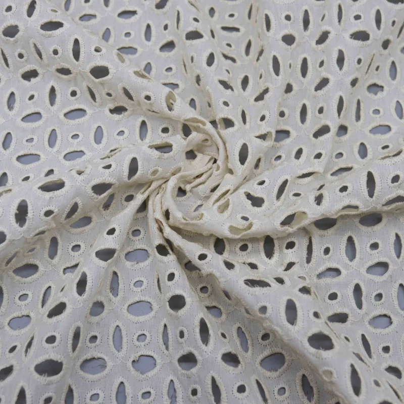 Cream Oval Eyelet Fabric YT26011 — detail 4