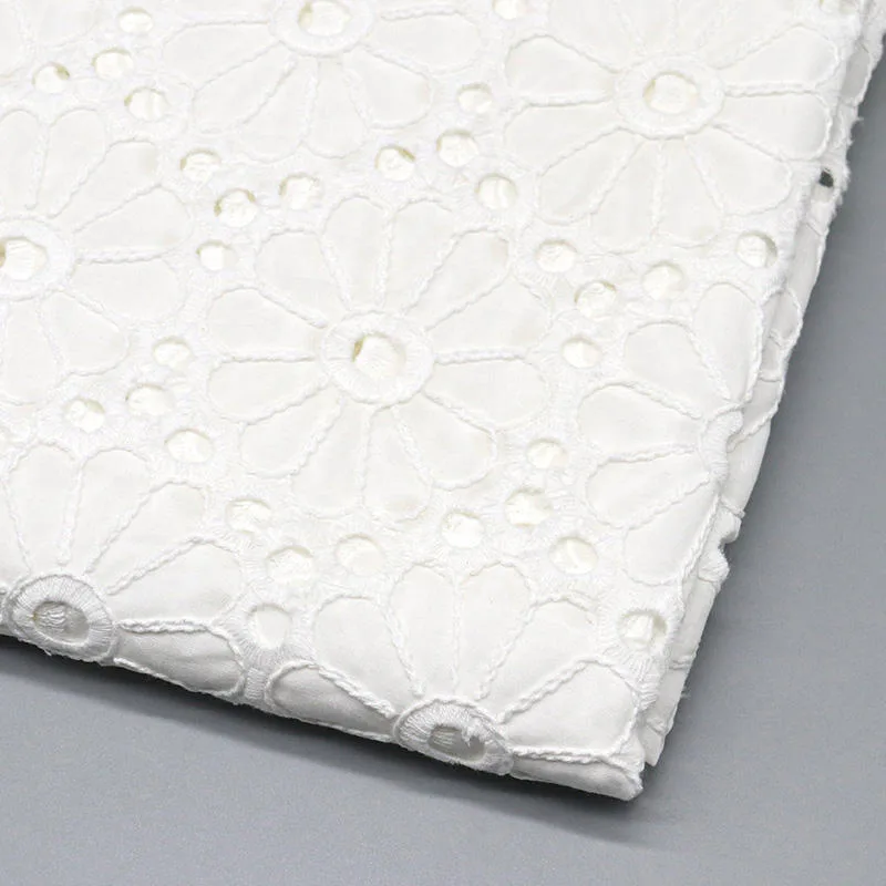 White Cotton Eyelet Lace Fabric YT-q19QSYPD-82 — detail 6