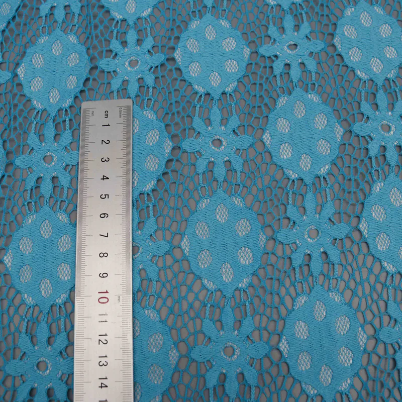 Turquoise Floral Lace Fabric HY-03495 — detail 5