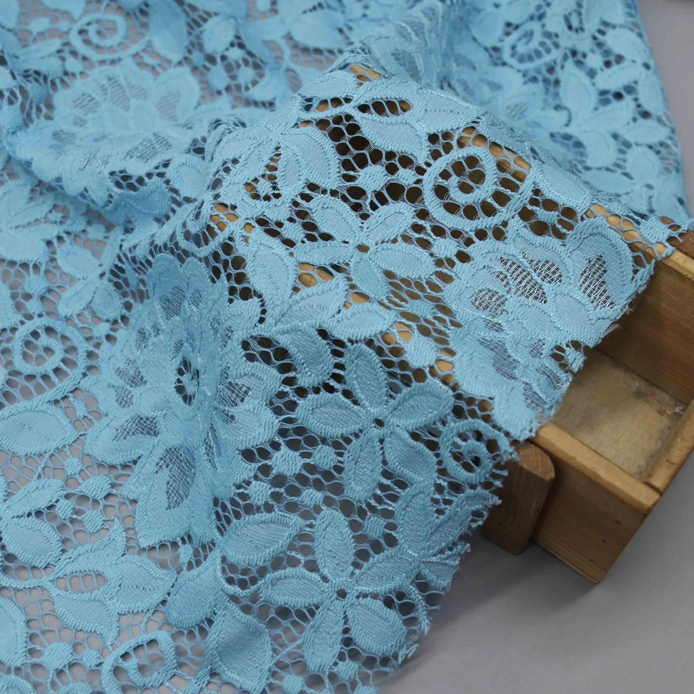 Sky Blue Raised Floral Lace HY-05171