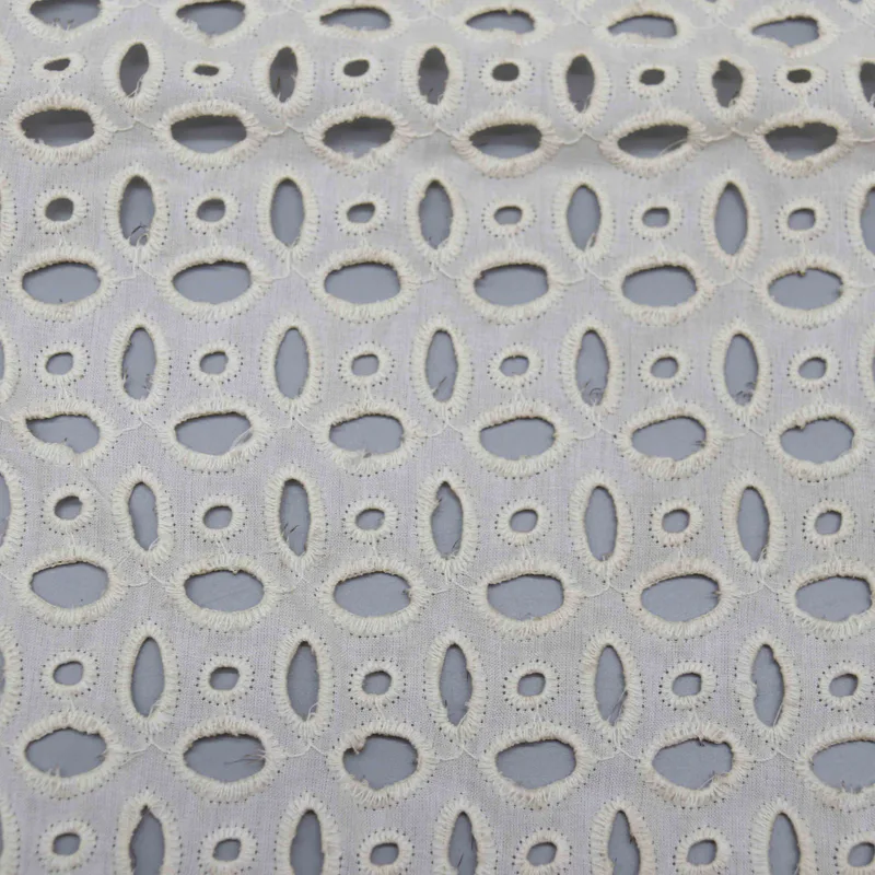 Cream Oval Eyelet Fabric YT26011 — detail 3