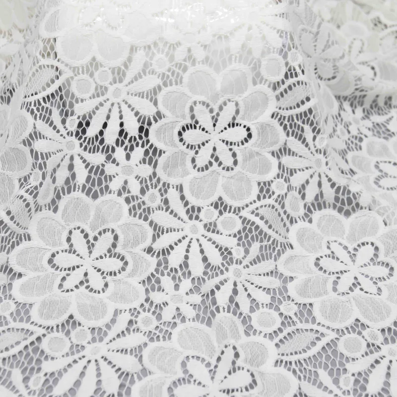 White Botanical Lace Fabric HY-01995 — detail 2