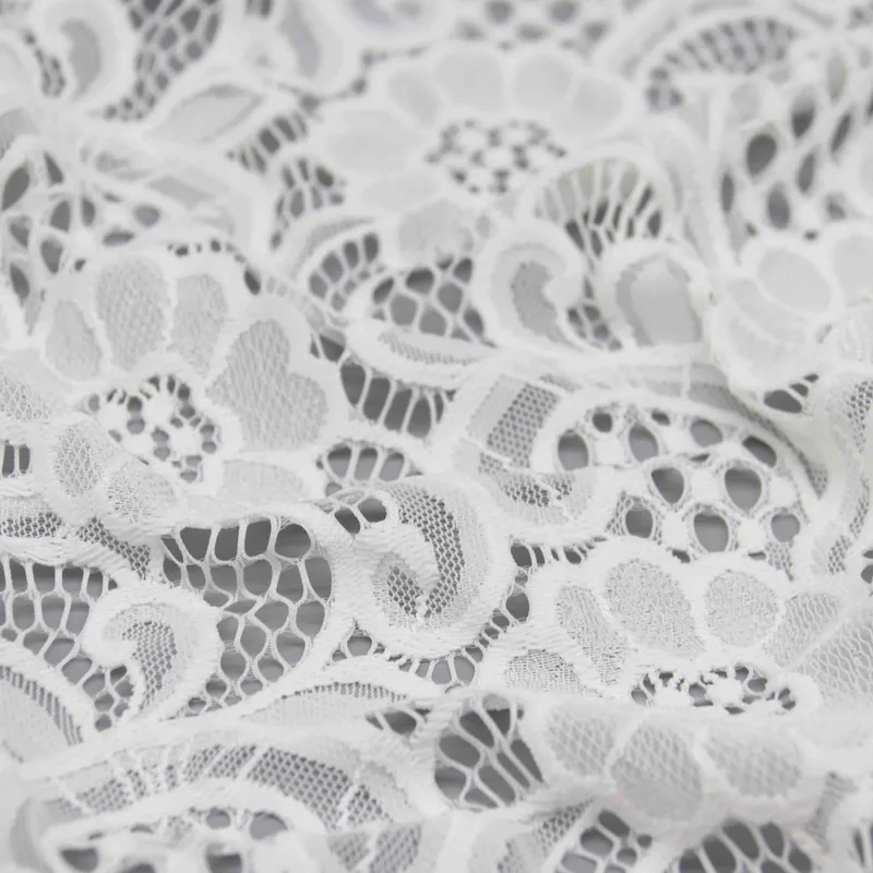White Floral Lace Fabric HY-02695 — detail 3