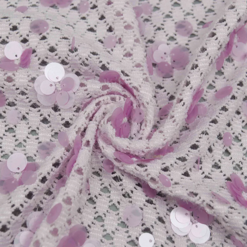 Lavender Floral Sequin Openwork Knit YT260610 — detail 5