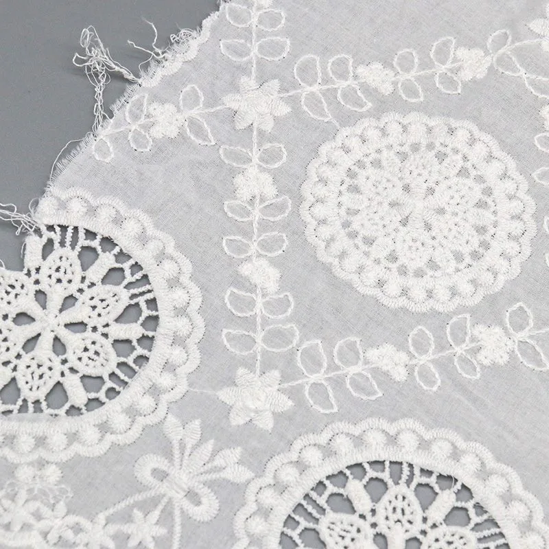 White Starburst Medallion Eyelet Fabric YT-Q24145 — detail 3