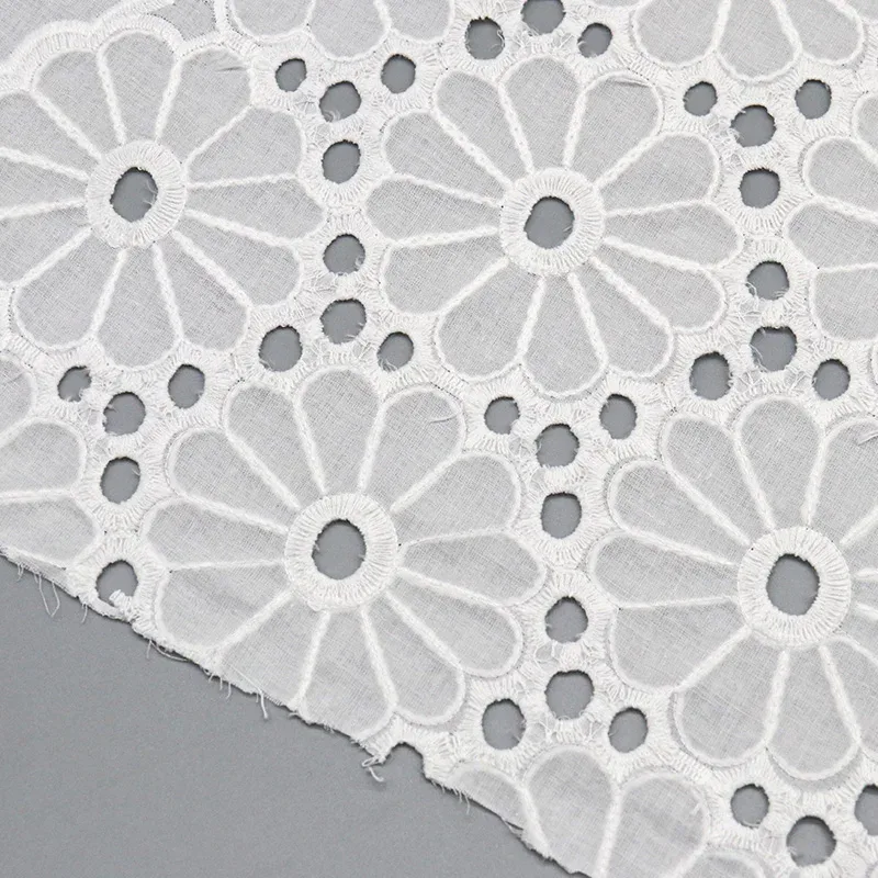 White Cotton Eyelet Lace Fabric YT-q19QSYPD-82
