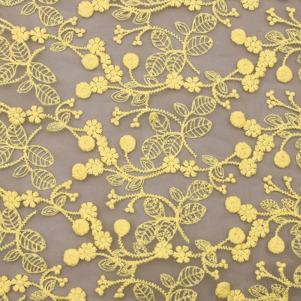 Yellow Embroidered Fabric H060-S421