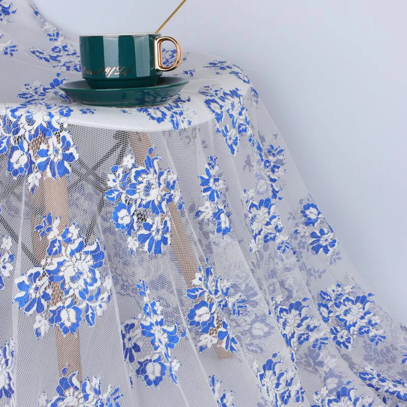 Royal Blue Floral Lace Fabric 5125 — detail 2