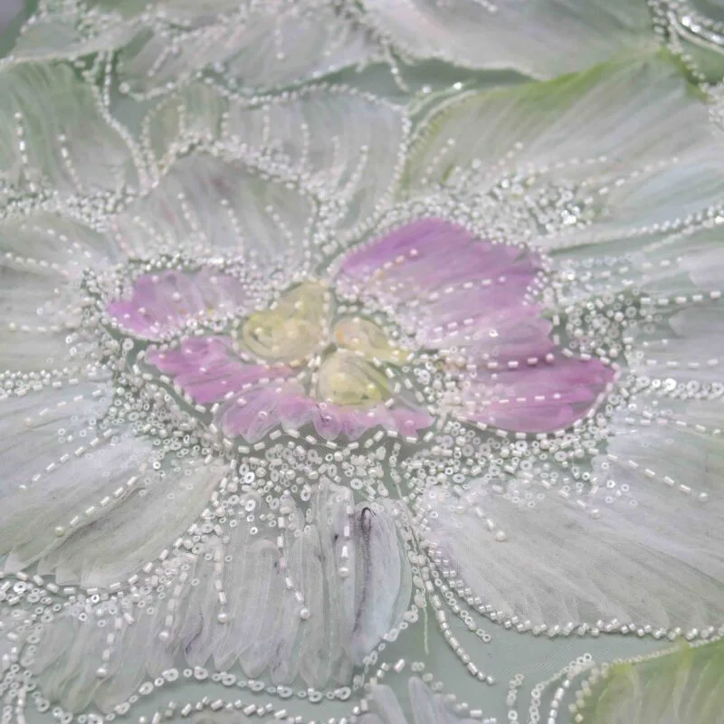 Floral Beaded Lace Fabric YT-25003