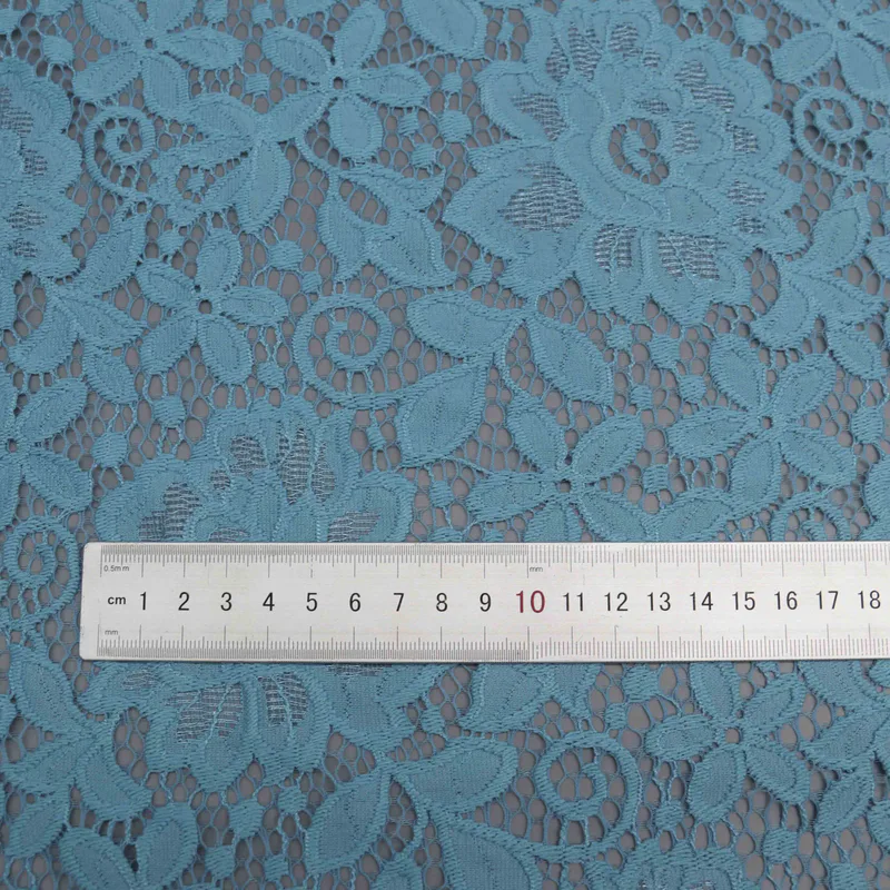 Sky Blue Raised Floral Lace HY-05171 — detail 7